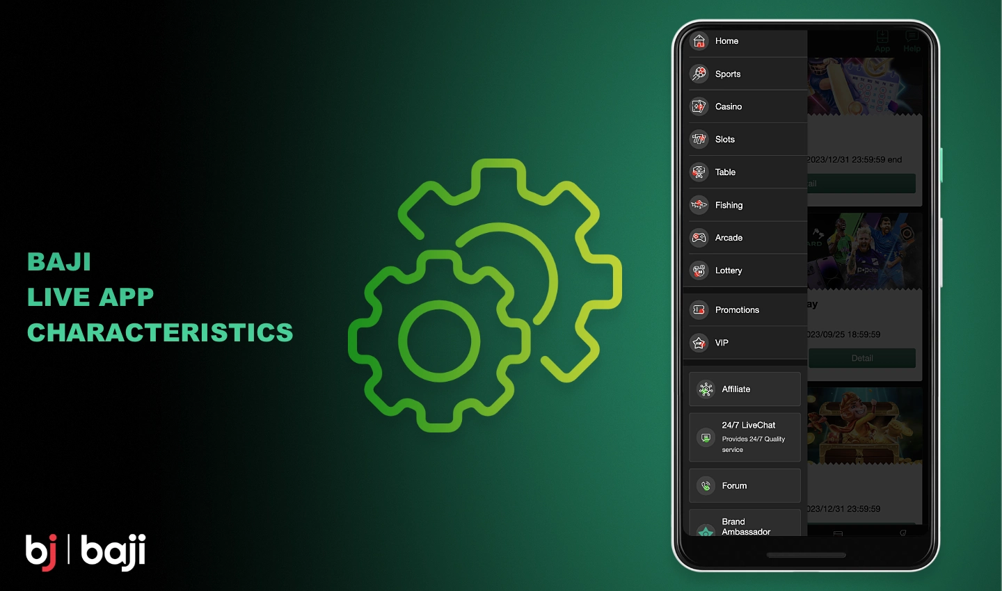 Baji मोबाइल ऐप सुविधा संपन्न है और उपयोगकर्ताओं को खेल सट्टेबाजी और कैसीनो गेम प्रदान करता है