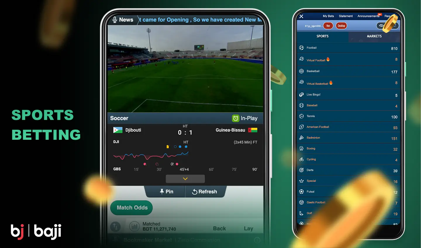 Baji 555 offers dozens of sporting disciplines to bet on, including cricket